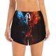 thumbnail image 2 of Balery Red And Blue Fire Bird Pantalones cortos deportivos para mujer con forro y dos bolsillos, elásticos, para entrenamiento, gimnasio, yoga-Medium, 2 of 7