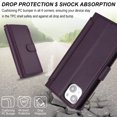 thumbnail image 5 of ELEHOLD for iPhone 15 PU Leather Wallet Case, with Card Holder Strap Shoulder Lanyard for Women Men, Durable Zipper Kickstand Cover for iPhone 15,Purple, 5 of 10