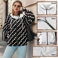 thumbnail image 6 of Garronmavis Black Polka Dot Women Hoodie Sweatshirt Oversize Pullover Tops with Zipper Long-Sleeve Loose Fitting Fall Outdoor Clothing for Vacation Shopping Exercise Wear, 6 of 7