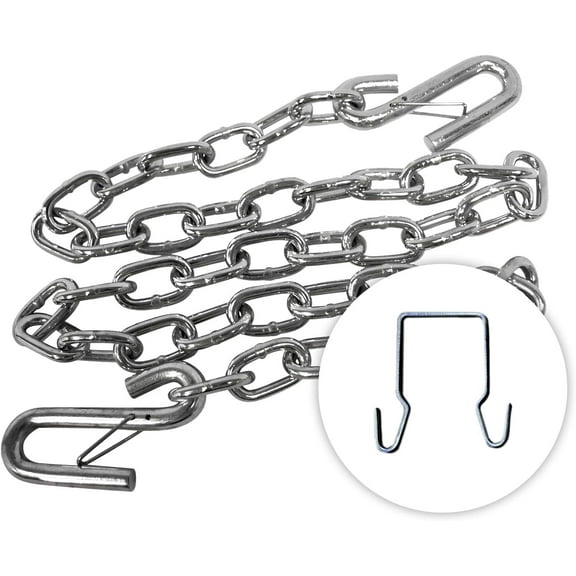 Rizz-Man Manufacturing Trailer Safety Chain with S Hooks on Both Ends & 2-1/2 inches Chain Hanger - 48 Inch Length, 1/4" Diameter, for Reliable Transportation (2000 LB)