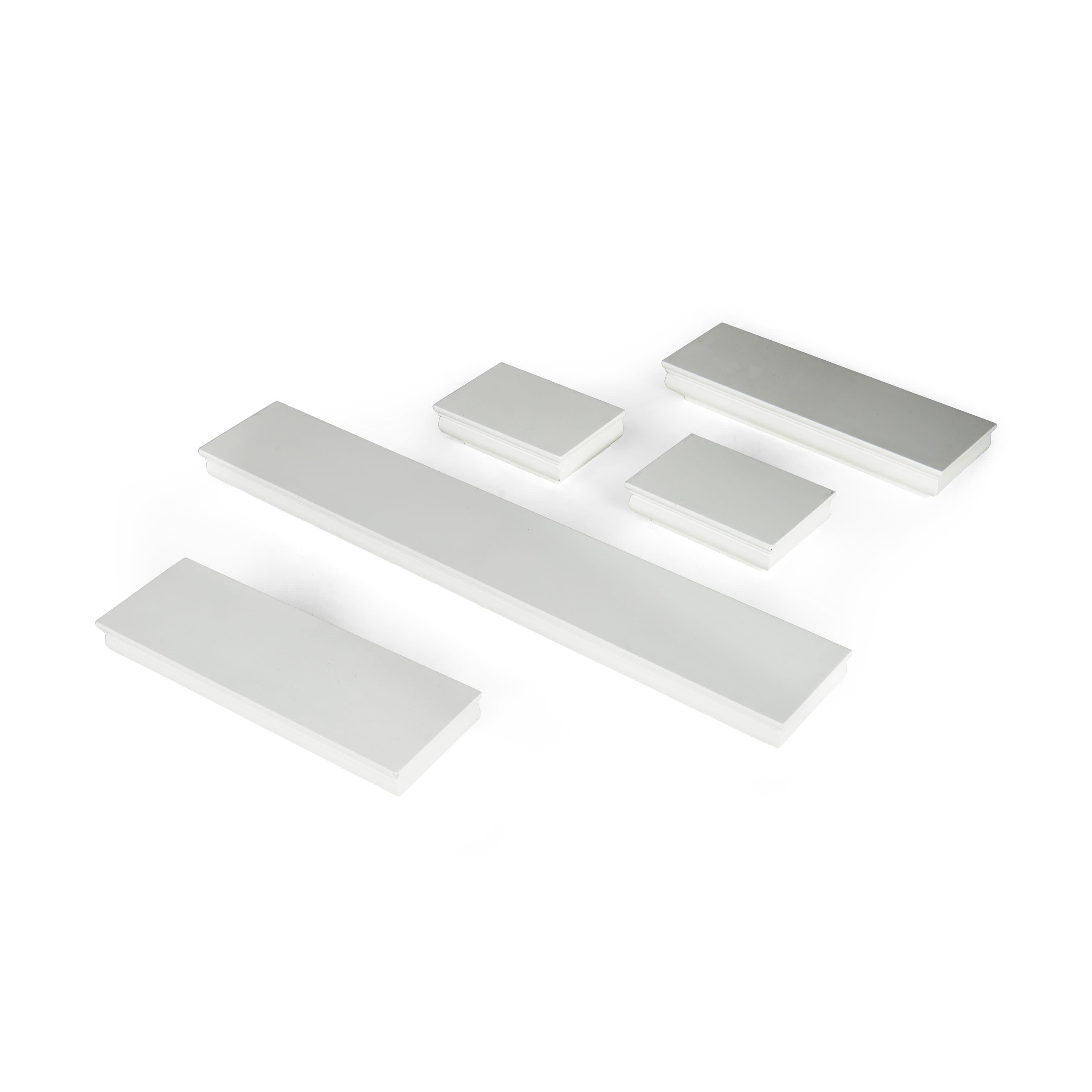 Melannco Set of 5, 2-6-inch 2-12-inch, 1-24-inch Shelves in White