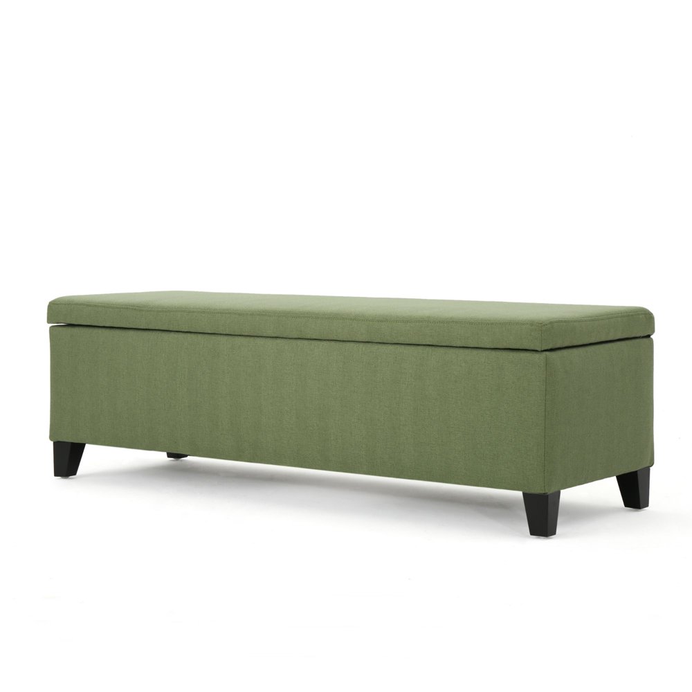 51.25" Moss Green and Brown Solid Rectangular Storage Ottoman