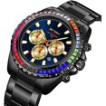 thumbnail image 2 of Men's Luxury Gold Watch Colored Diamonds Stainless Steel Waterproof Date Quartz Movement Bold Sports Fashion Accessory for Men, 2 of 8