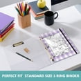 thumbnail image 6 of Cute Pastel Lavender Gingham Pattern 3-Ring Binder Pocket with Zipper Pencil Pouches A4 Size File Storage 2 Packs, 6 of 7