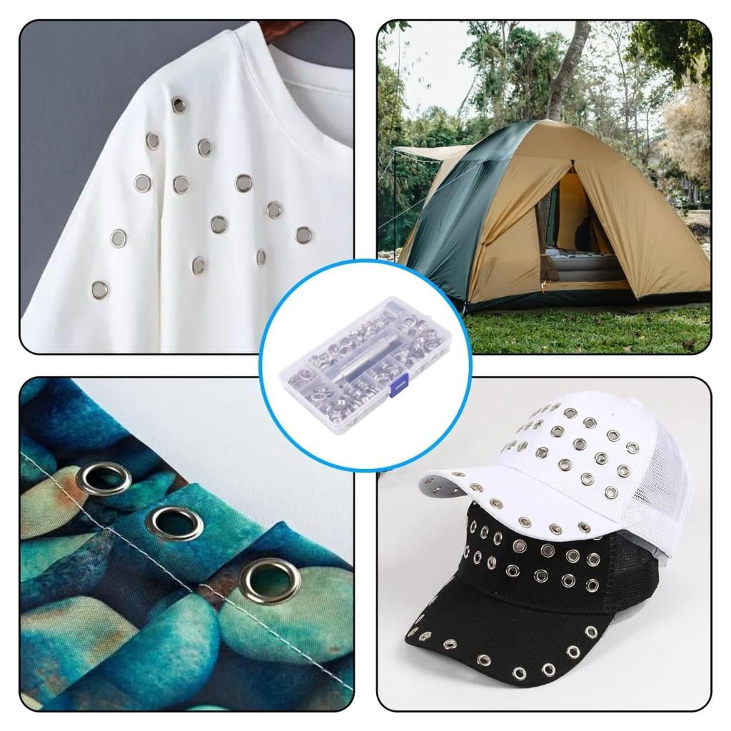 Grommet Setting Tool for Tarpaulin Fabric Curtains Shoe Craft Making 120 Sets Grommet Tool Kits, Grommets Eyelets Kits