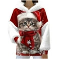 thumbnail image 2 of Craaazy Women's Christmas Hooded Sweatshirt Oversized Warm Long Sleeve Tops Gifts, 2 of 9