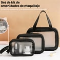 thumbnail image 3 of Bolsa de cosméticos transparente, juego de 3 piezas de capacidad súper grande PVC impermeable, puede llevar bolsas de cosméticos (negro), 3 of 4