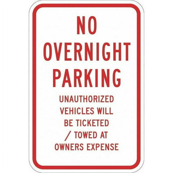 Lyle No Overnight Parking Sign,18" x 12, T1-1154-DG_12x18 T1-1154-DG_12x18