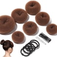 thumbnail image 2 of Ring Style Hair Bun Maker, 7 Pcs Chignon Doughnut Shaper with 5 Pcs Hair Ties, 20 Pcs Bobby Pins for Short and Thin Hair, Hair Accessories for Women (Light Brown), 2 of 8