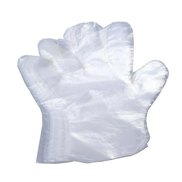 Lot de 100 gants jetables en plastique transparent en polyéthylène pour la  cuisine, le nettoyage, la manipulation des aliments