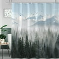 thumbnail image 5 of Gray Misty Forest Shower Curtain Grey Nature Foggy Tree Mountain Shower Curtains for Bathroom Waterproof Fabric Woodland Decorative Modern Black Bath Curtain with Hooks (Dark2, 72" x 72"), 5 of 6