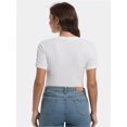 thumbnail image 7 of Women's Crew Neck Ribbed Fitted Shirt Basic Short Sleeves Summer T Shirt Tops, 7 of 7