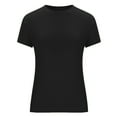 thumbnail image 4 of Hfyihgf Sexy Short Sleeve Top for Women Solid Color Slim Fit Streetwear Shirt Tight Tee Basic Crew Neck Going Out Crop Top Blouse(Black,XXL), 4 of 8