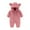Pink, variant on Fancifize Baby Jumpsuit Hooded Plush Fleece Rompers Button Down Long Sleeve Outwear Casual Cute Bear Ear Winter Clothes for Girls Boys