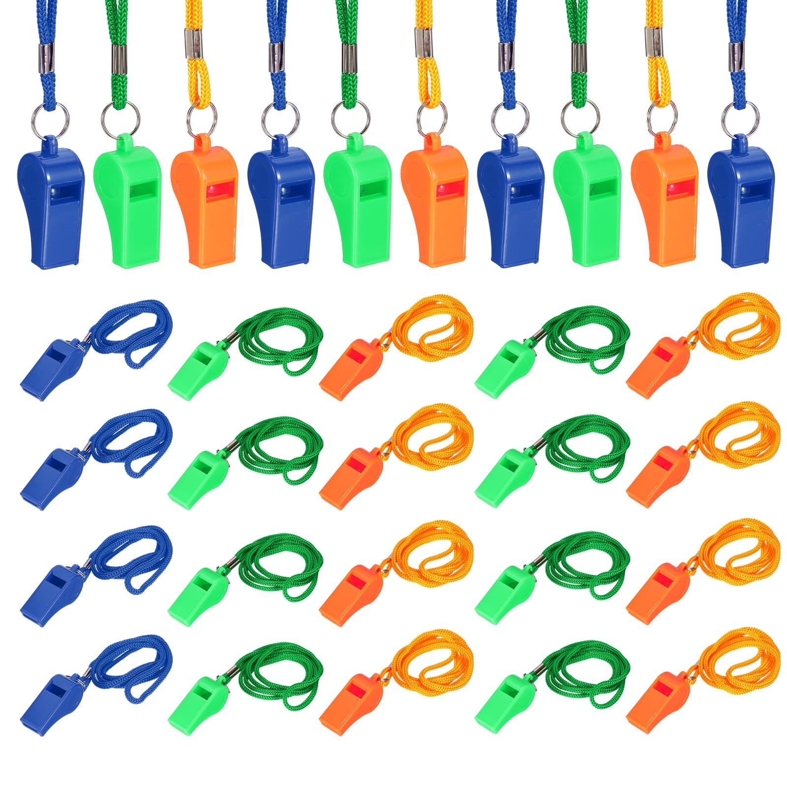 Uxcell Plastic Whistles with Lanyard, Training Sport Gather Whistles Loud Crisp Sound Colorful Bulk Whistle 36 Pcs & Multicolor -Fitting for (Coaches/Referee/Outsides/Team Events)