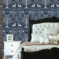 thumbnail image 2 of Animal Peel and Stick Wallpaper 23.6in x 9.8ft Whimsical Forest Deer Birds Floral Patterns Blue Beige Contact Paper Vinyl Waterproof Self Adhesive Wall Paper for Bedroom Shelf Cabinet Renter Friendly, 2 of 8