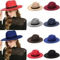 thumbnail image 6 of Vintage Women Men Woolen Dress Dance Party Stage Performance Cowboy Hat Jazz Cap Panama Fedora Hat WINE RED, 6 of 8