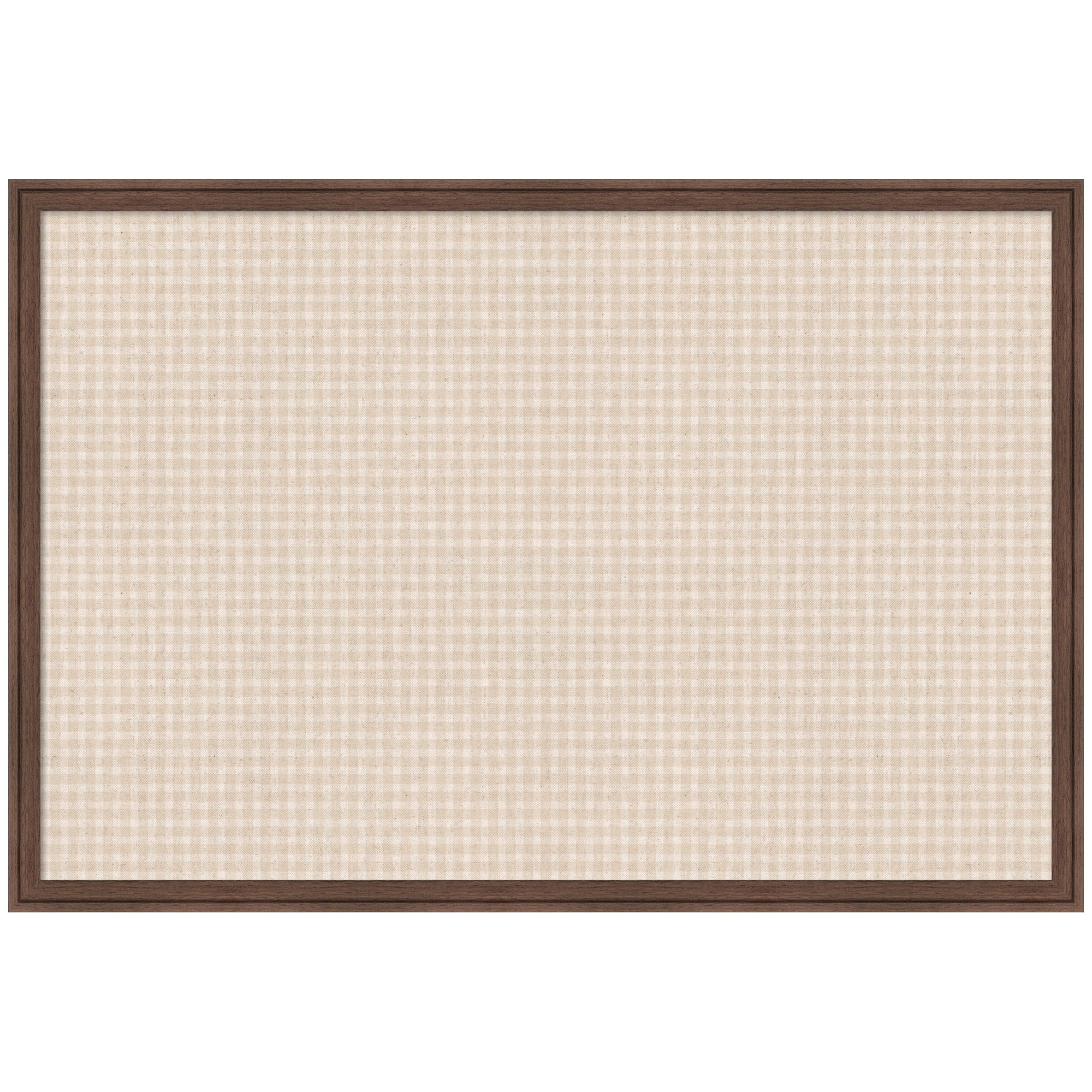 Kate and Laurel Framed Fabric Pinboard 38 x 26,  Printed Linen Classic Bulletin Board for Use as a Vision Board or Wall Organization, Florence Medium Brown Frame