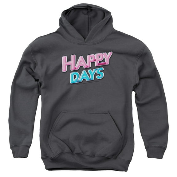 Happy Days Happy Days Logo Youth Pullover Hoodie Sweatshirt Charcoal