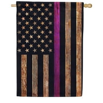 America Forever Thin Pink Line American Flag 28 x 40 Inch Double Sided Outdoor Yard Decorative Breast Cancer Awareness House Flag, Made in the USA