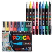 Uni POSCA PC-3M Paint Markers, Fine Point Marker Tips (0.9-1.3mm), Assorted Ink, 8 Count