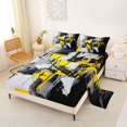 thumbnail image 2 of Homewish Yellow Aesthetic Patchwork Bed Sheets,Geometric Abstract Full Size Sheets,4pcs,1 Flat Sheet, 1 Fitted Sheet and 2 Pillowcases, 2 of 6