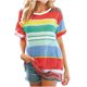 thumbnail image 1 of Camiseta de mujer de moda de manga corta con estampado de patchwork de color con cuello redondo OAVQHLG3B Store  lin121212, 1 of 4
