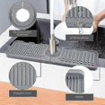 thumbnail image 3 of Gray, 44.5 * 14cm faucet sink splash guard, silicone faucet mat faucet sink mat, longer silicone faucet sink splash guard for kitchen and bathroom use, 3 of 5