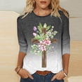 thumbnail image 2 of YanHoo Women's Plus Size Easter 3/4 Sleeve Easter Shirts for Teens Women Fashion Three Quarter Sleeve Tops Casual Printed T Shirt Trendy Sweater for Women, 2 of 5
