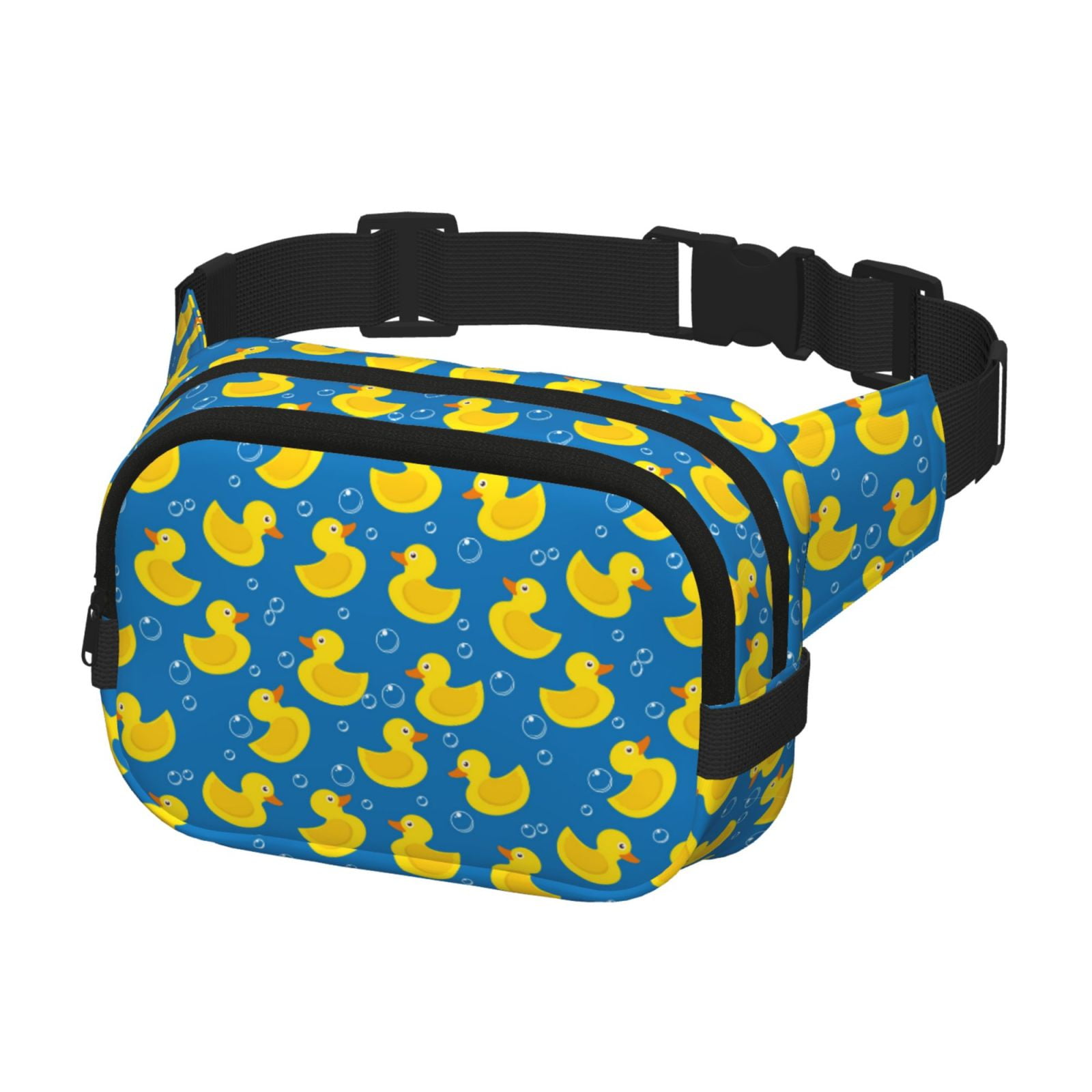 Picia Rubber Duck Print Square Double-Layer Waist Bag Mini Adjustable Waist Belt Bag Exercise Running Travel Hiking