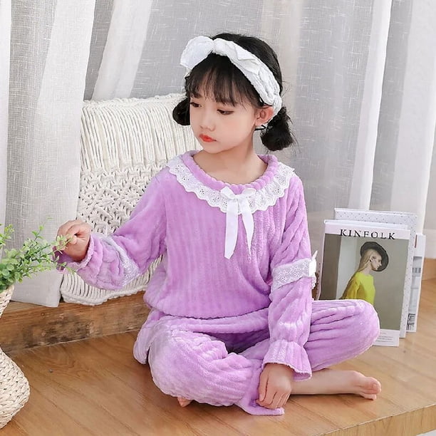 Conjunto de pijama de franela cálida para niñas, de estilo princesa ropa de dormir, regalo de Navidad, Otoño e Invierno