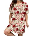 thumbnail image 2 of Royisotas Womens Summer Nightgowns Plus Size Loungewear Short Khaki Crew Neck Printed Sleepwear for Ladies Comfortable, 2 of 5