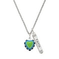 thumbnail image 1 of Delight Jewelry Silvertone Lime Green & Silvertone Hot Blue Heart with Black Ruffles Silvertone Believe Faith Prayer Hope Bar Charm Necklace, 23", 1 of 4