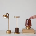 thumbnail image 2 of Bloomingville Metal and Mango Wood LED Table Lamp with Touch Sensor in Antique Brass Finish, Gold, 2 of 5