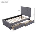 thumbnail image 3 of Twin Size Bed Frame with Storage 2 Drawers, Upholstered Platform Bed with Linen Headboard and Footboard, Wood Slat Support, No Box Spring Needed, Gray (Twin+Drawers)…, 3 of 6