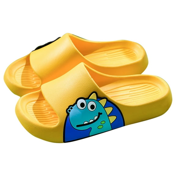 adviicd Slippers for Kids Unisex Children Sandals Thick Sole Comfort Footed Casual Slide Open Toe Flat Sandals for Beach,Pool,Bathroom (Yellow,4)
