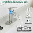 thumbnail image 3 of Waterfall Bathroom Faucet Brushed Nickel, Single Handle 1 or 3 Hole Modern Sink Faucet with Deck Plate & Pop-Up Drain, Vanity Washbasin Tap, 3 of 7