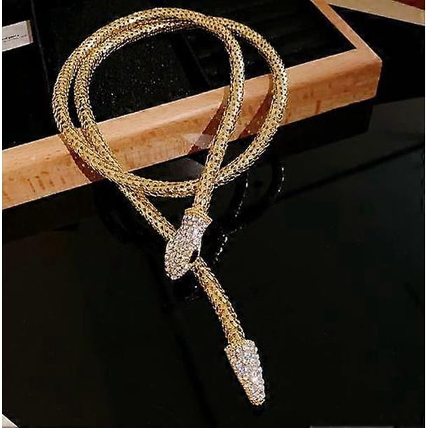 Snake Choker Necklace Retro Adjustable Snake Shape Collar Necklace Rhinestone Halloween Statement Jewelry For Women Girls