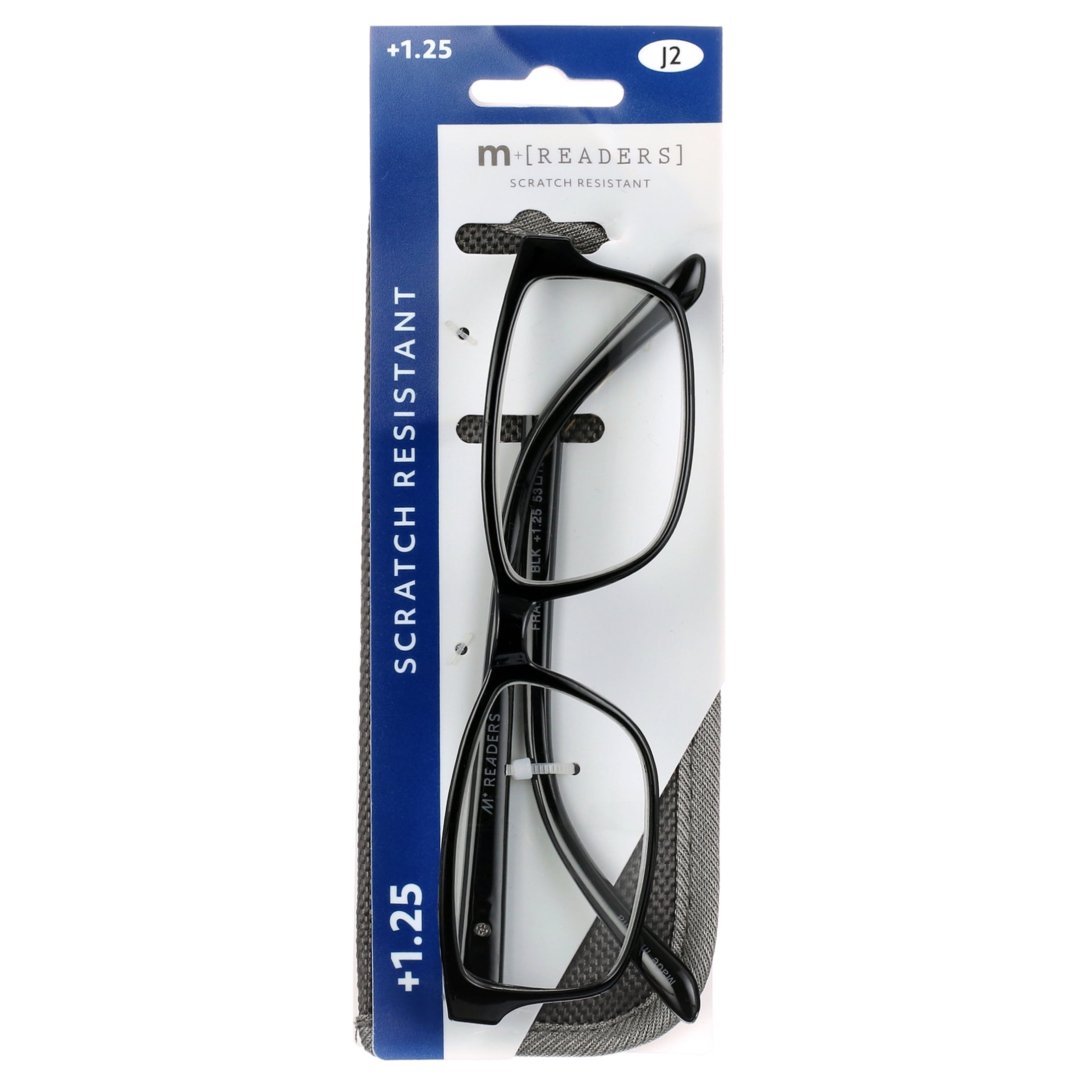 M+ Fraizer +1.25 Reading Glasses, Black