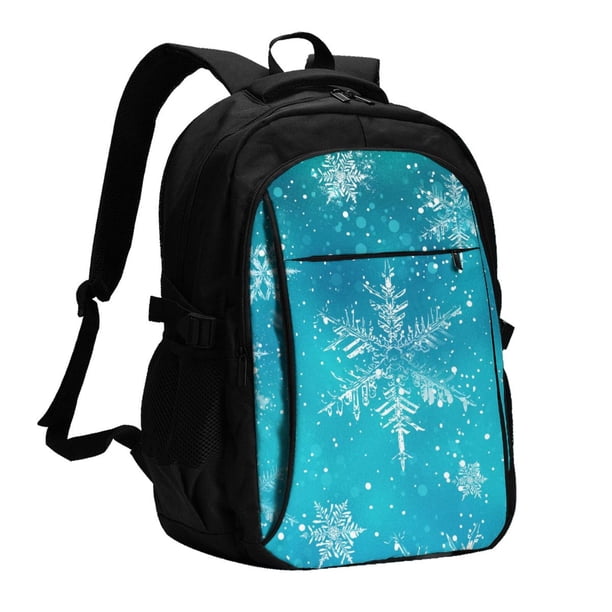 Easygdp Christmas Snow Mochila para Laptop de Viaje con Puerto USB, Mochila para Laptop con Puerto de Carga USB para Mujeres y Hombres