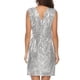 thumbnail image 3 of Vestido midi sin mangas con cuello en V y lentejuelas para mujer - Vestido de fiesta brillante - Traje de cóctel/boda/baile de graduación, 3 of 6
