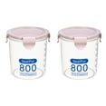 thumbnail image 1 of 2pcs Cereal Dry Food Storage Container Airtight Leakproof Plastic Storage Bottle With Locking Lids Suitable for Cereal Flour Sugar Rice Snacks(Pink 800ml), 1 of 5