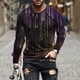 thumbnail image 1 of Blusas y camisas de manga larga con cuello redondo para hombre, blusa informal de manga larga con cuello redondo y estampado., 1 of 5