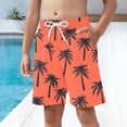 thumbnail image 2 of Boys Orange Tropical Palm Tree Print Quick Dry Shorts with Elastic Waistband Drawstring Side Pockets,Size 6-7T, 2 of 8
