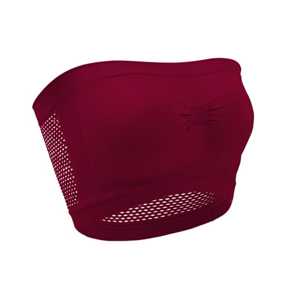 huanledash Women Strapless Bra Seamless Solid Color Hollow Out Holes Tube Top No Trace Crop Top Ladies Bustier Underwear for Home