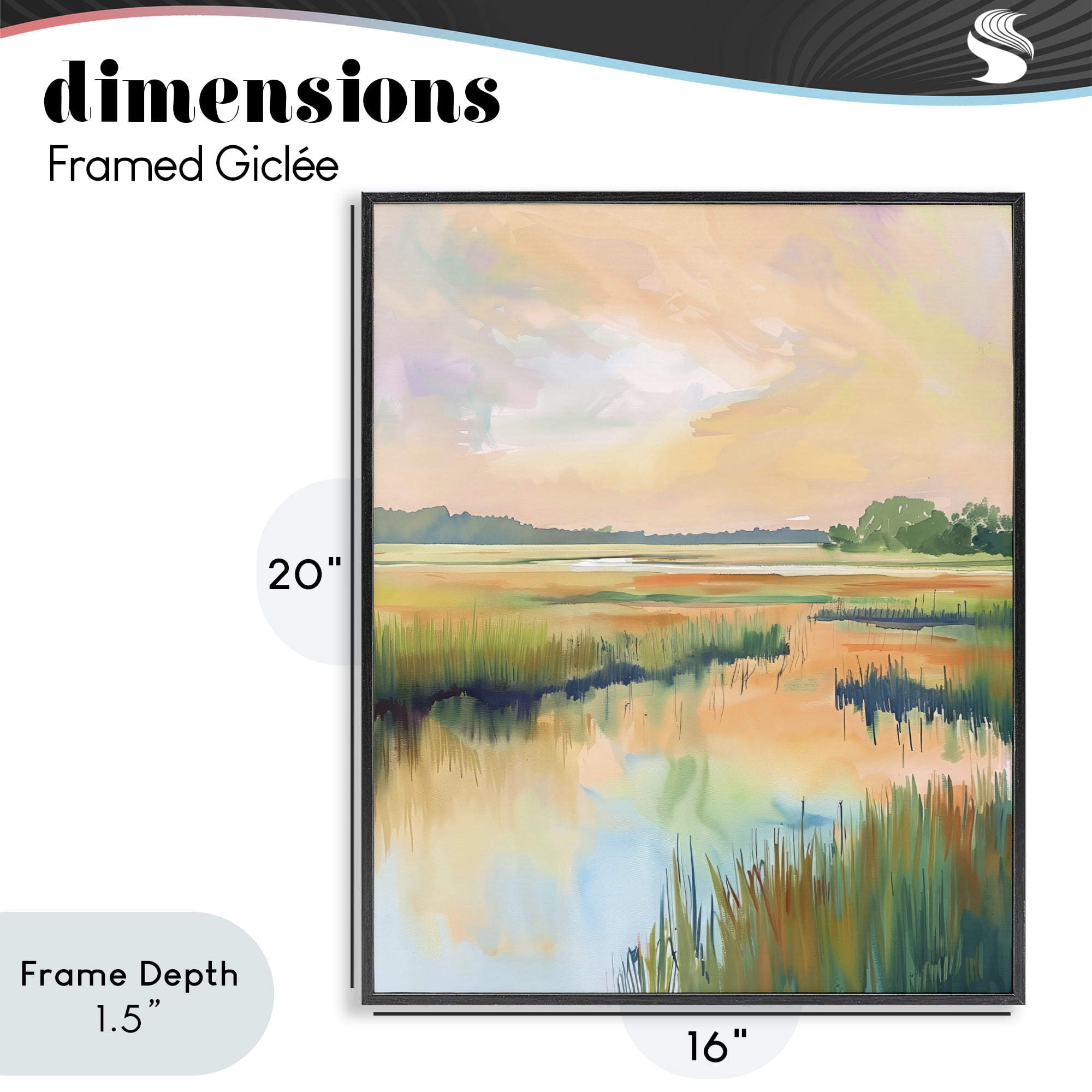 Stupell Industries Marsh Sunset over Tranquil Stream Black Framed Giclee Art, design by LSR Design Studio