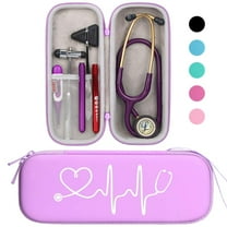 BOVKE Travel Carrying Case Compatible with 3M Littmann Classic III, Lightweight II S.E, MDF Acoustica Deluxe Stethoscopes - Extra Room for Medical Scissors EMT Trauma Shears and LED Penlight, Purple