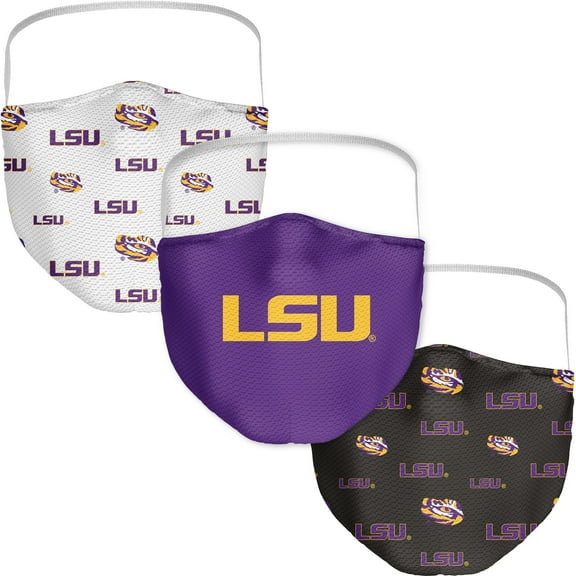 Adult Fanatics Branded LSU Tigers All Over Logo Face Covering 3-Pack