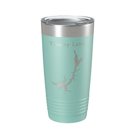 

Trinity Lake Clair Engle Map Tumbler Travel Mug Insulated Laser Engraved Coffee Cup California 20 oz Teal