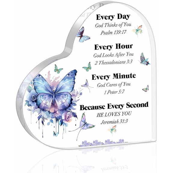 Godly Religious Christian Acrylic Gifts For Women Inspiring Gifts With Bible Verses And Prayers Christian Desk Decor For Women Mom Friends Sister Purple Butterfly Acrylic Inspirational Quotes Gifts